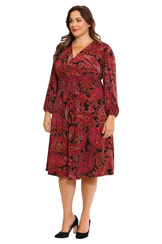 London Times Women's Smocked Empire Waist Fit and Flare